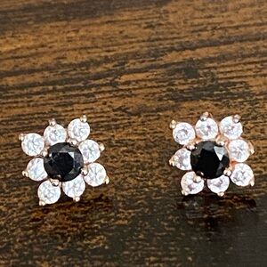Elegant Black and White Floral Earrings